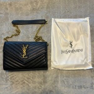 Yves Saint Laurent Black Chevron Crossbody Bag